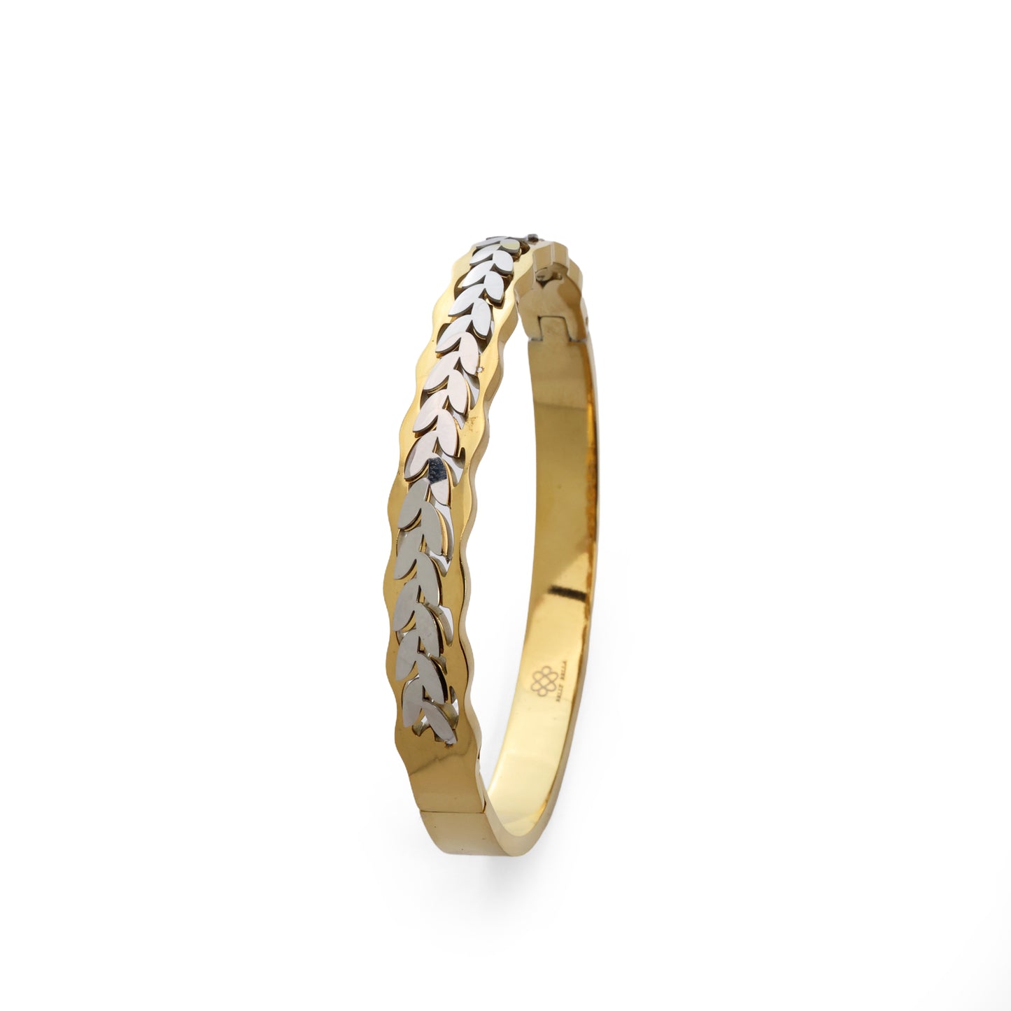 Hightova Dual-Tone Gold & Silver Chevron Bangle Bracelet
