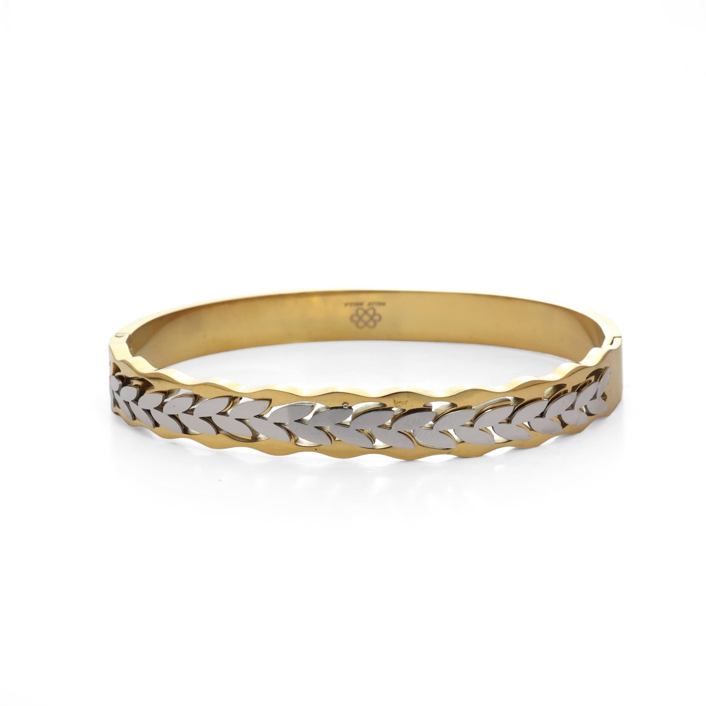 Hightova Dual-Tone Gold & Silver Chevron Bangle Bracelet