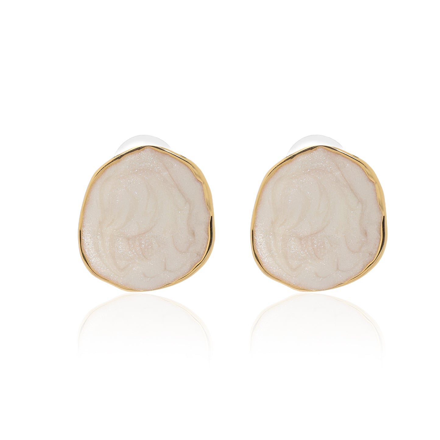 Gold-Plated Irregular Pearl Finish Stud Earrings