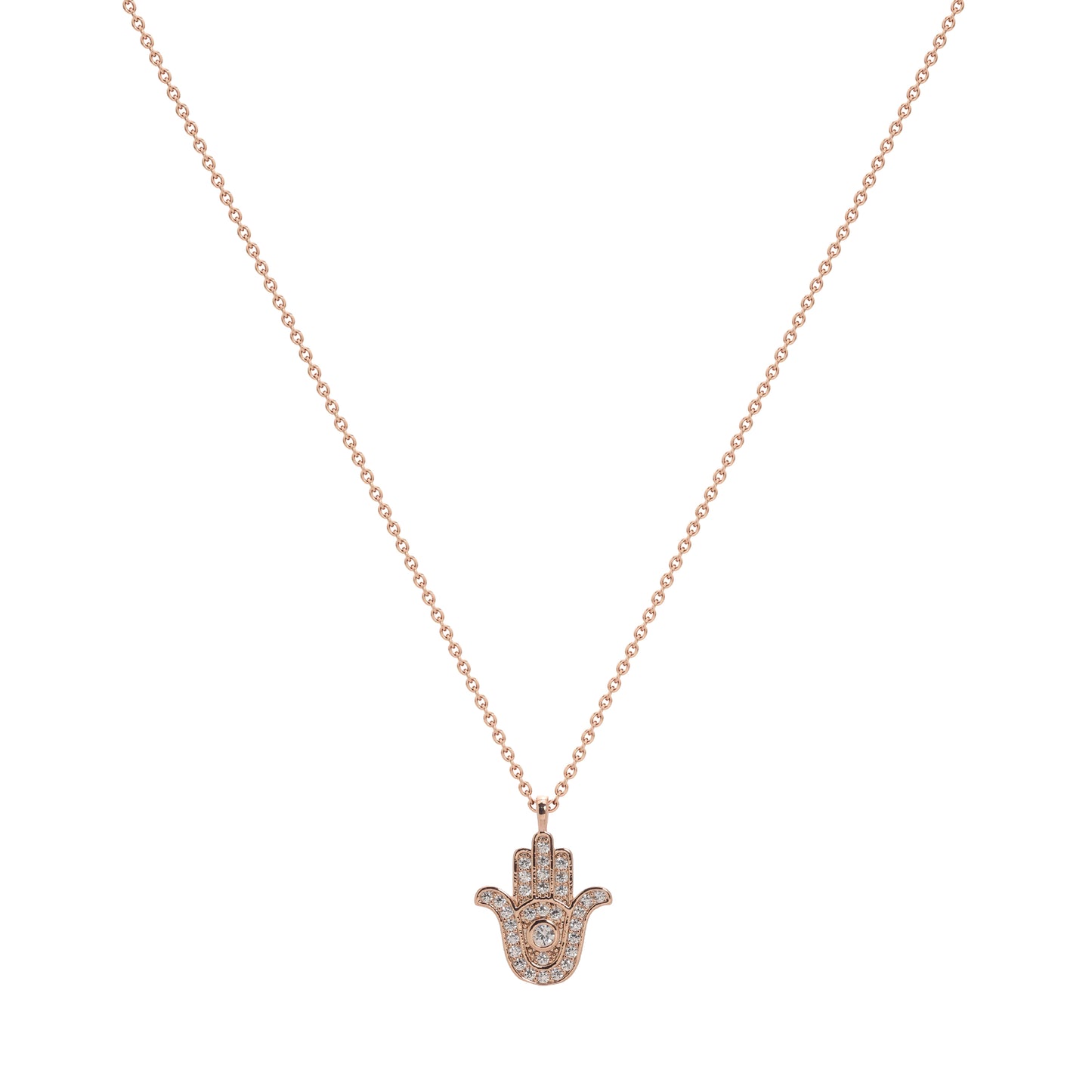 Rose Gold Hand Pendant Necklace – CZ Stone Studded Symbolic Charm