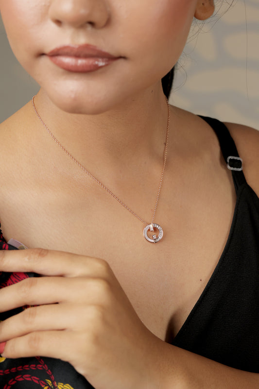 Rose Gold-Toned Designer Pendant Necklace | Artificial Jewellery for Women