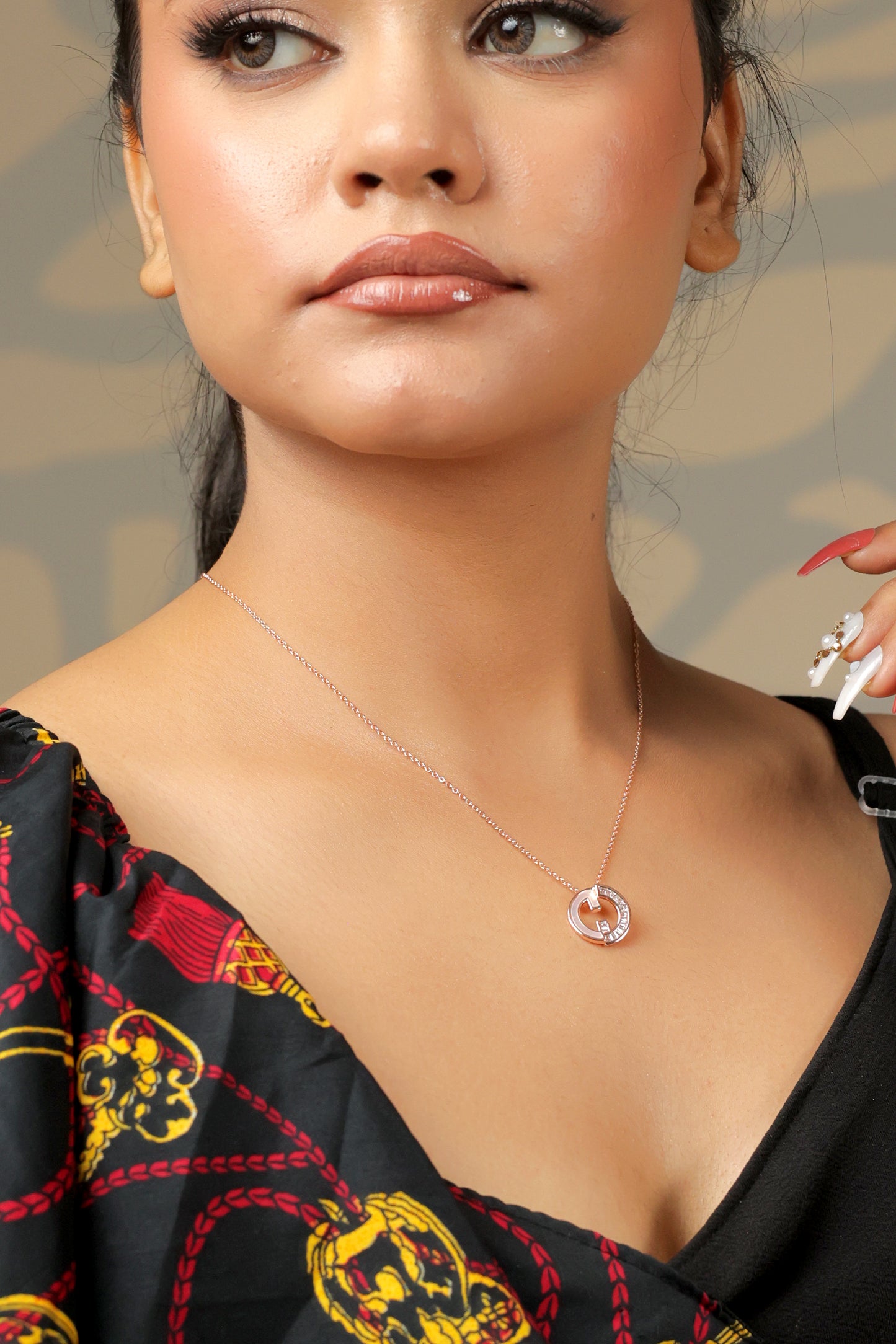 Rose Gold-Toned Designer Pendant Necklace | Artificial Jewellery for Women