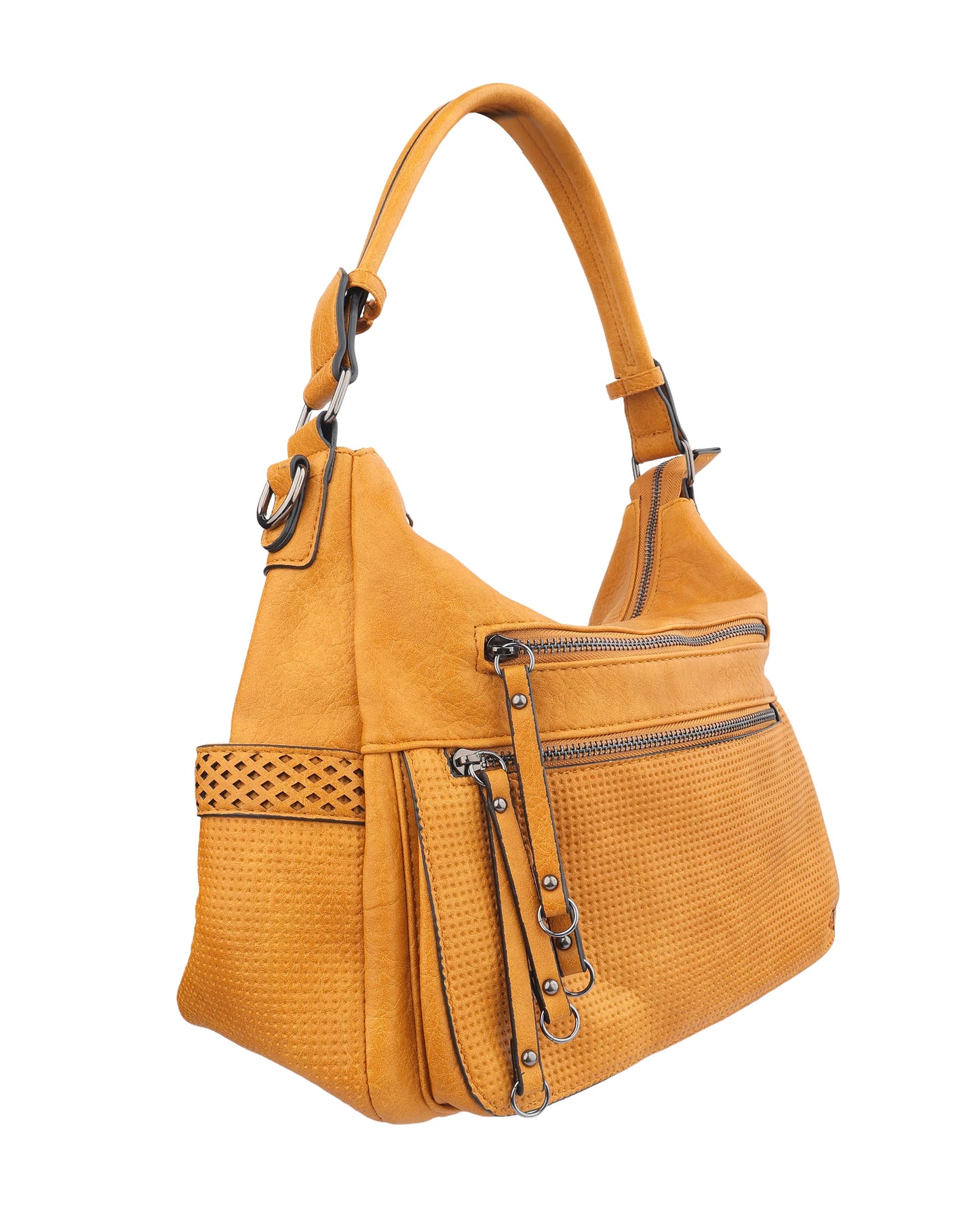 Mustard Yellow Shoulder Bag for Women with Multiple Pockets