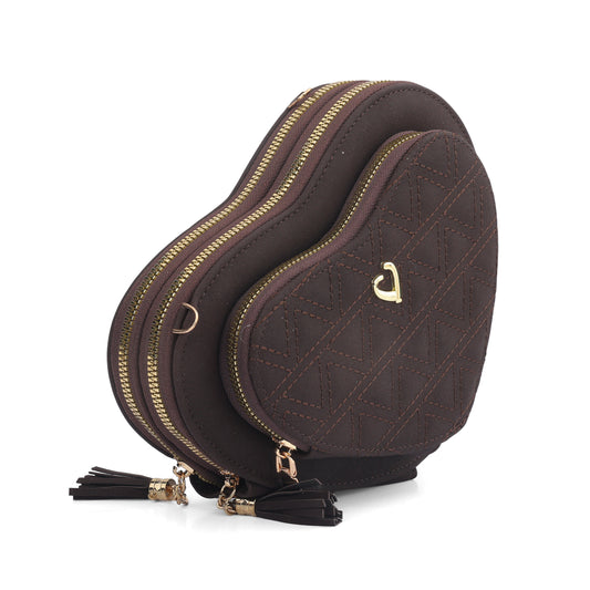 The "Amour" Quilted Heart-Shaped Sling Bag